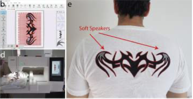 This is a soft speaker embedded in a t-shirt.